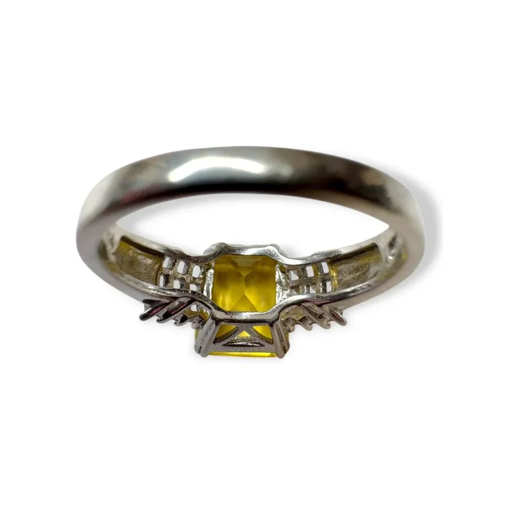 Sterling Silver Ring With Citrine & White Spinel Size 10.5 - Picture 5 of 8